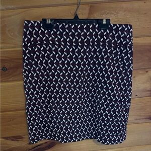 Geometric Patterned Skirt - Ann Taylor Black, cream and burgundy.